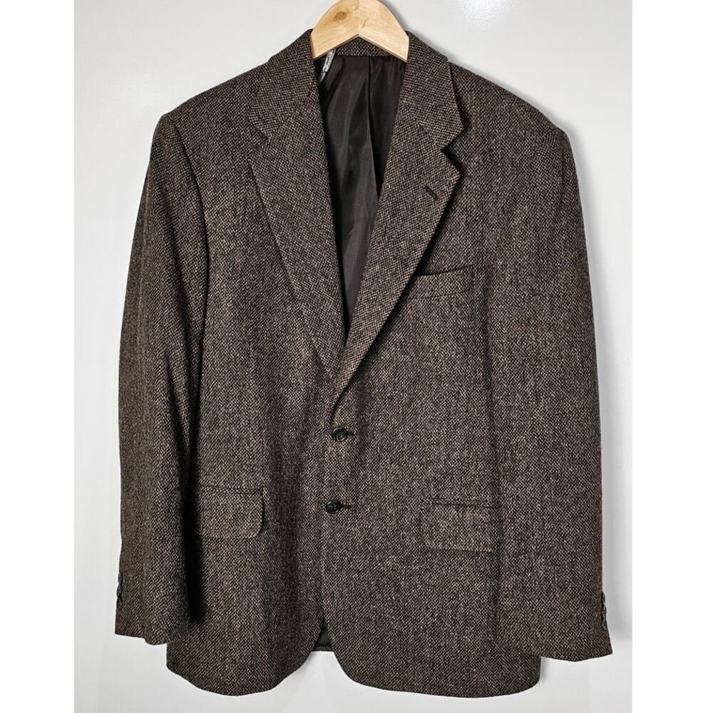 New England wool tweed blazer size 40R brown academic style professor